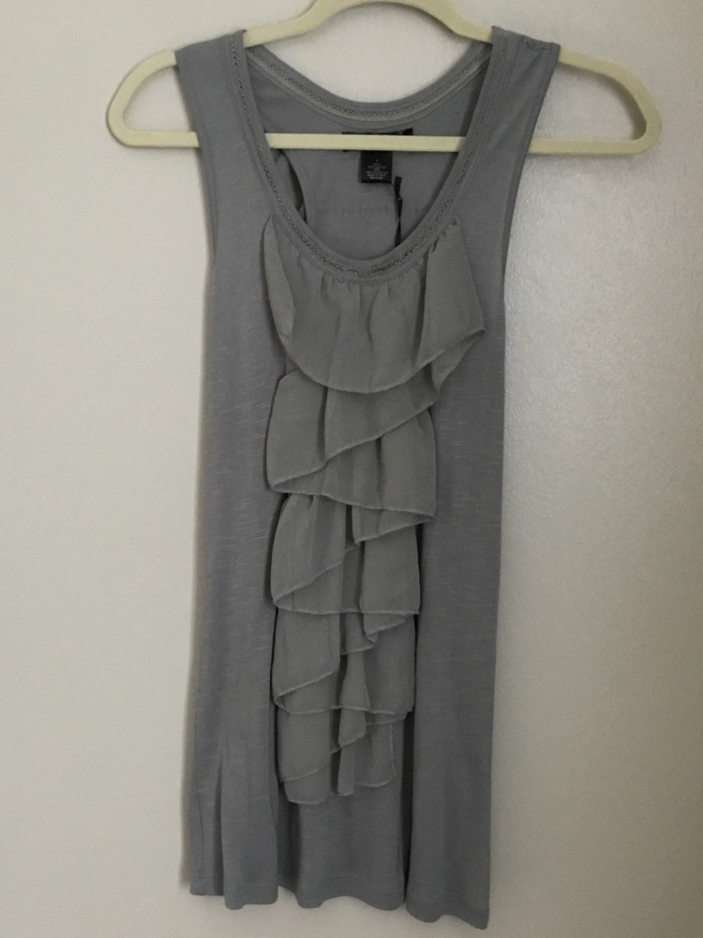 Isabella Rodriguez Grey Ruffle Top
